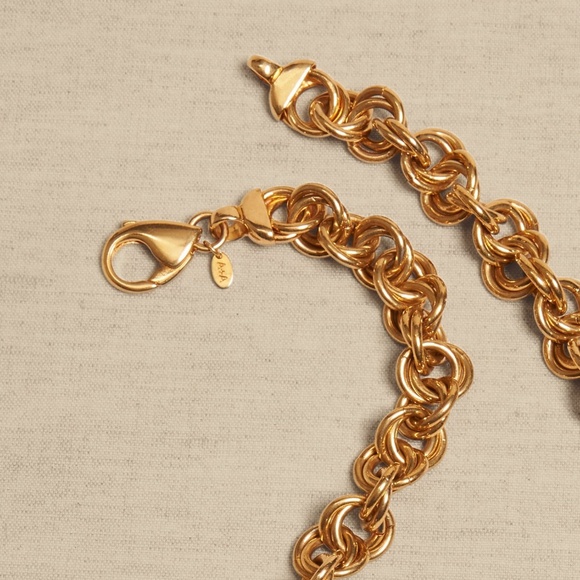 New! BANANA REPUBLIC Italian Ravena Gold Plated Link Necklace | AUREUS + ARGENT - Picture 3 of 4